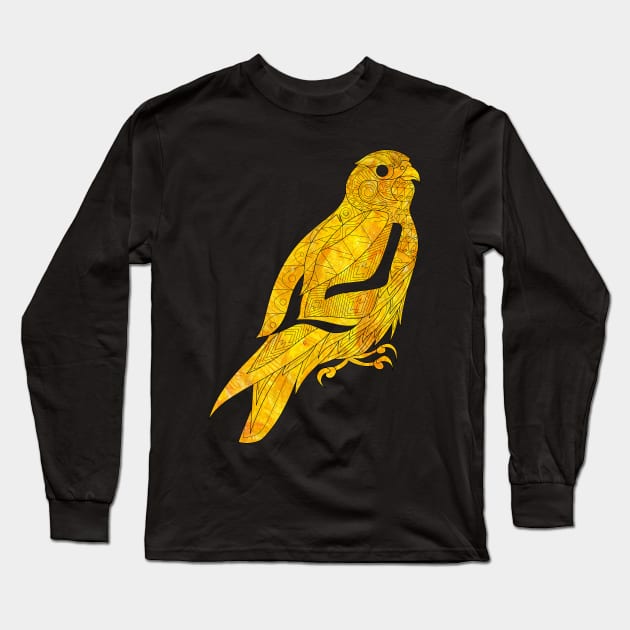 peregrine falcon in golden pattern ecopop Long Sleeve T-Shirt by jorge_lebeau